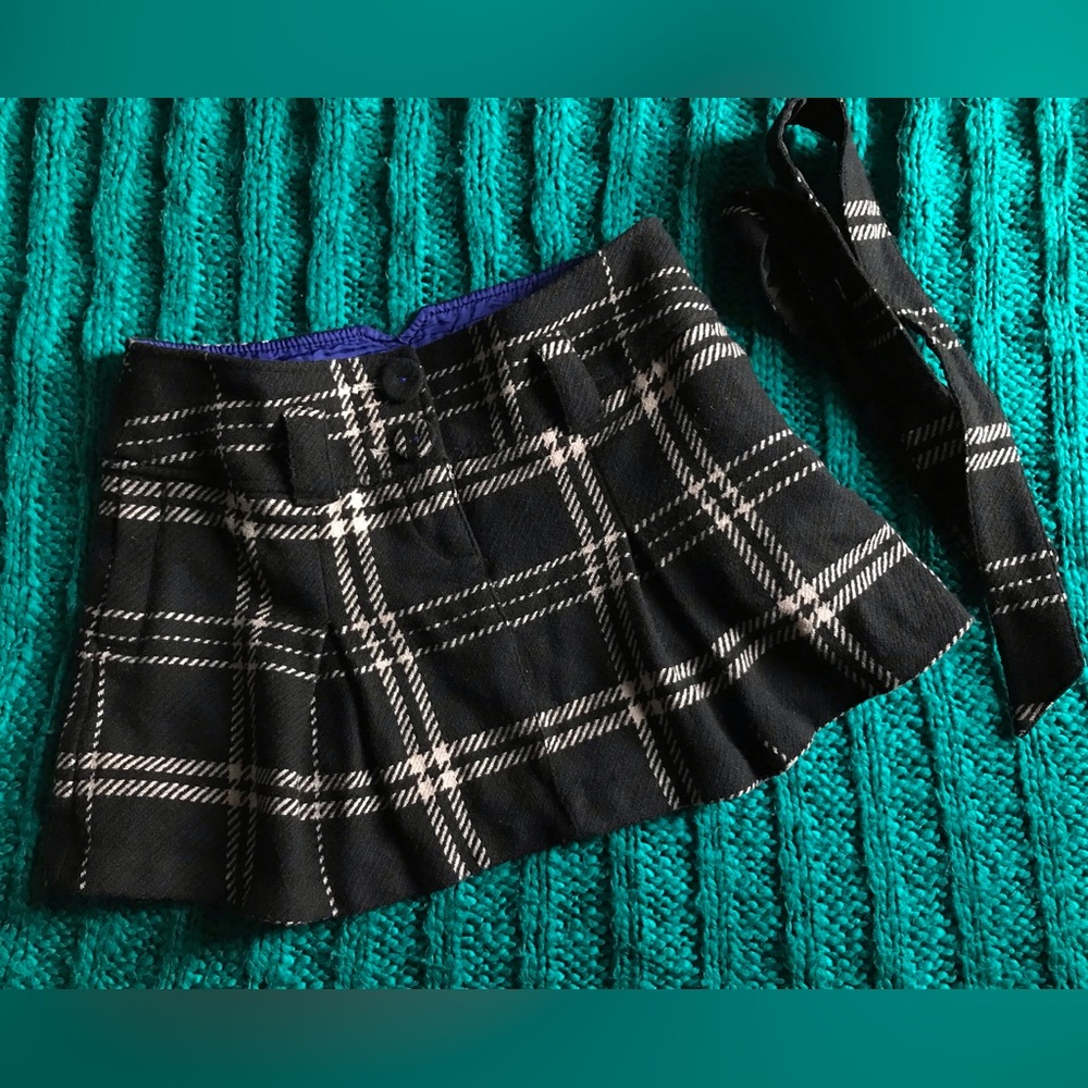 Y2k American Eagle low rise pleated micro mini wool skirt